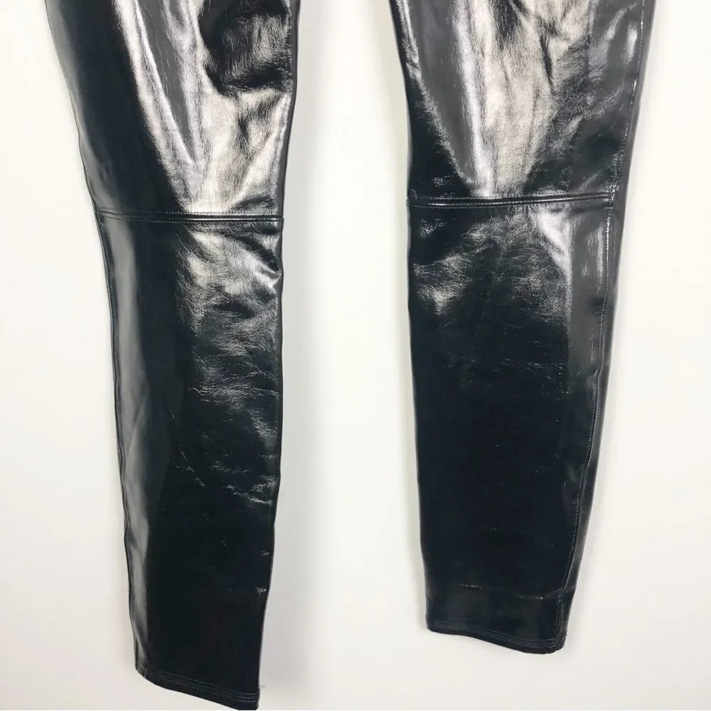 SPANX | Faux Patent Leather Body Shaping Black Leggings Women’s Size Medium & 1X - Picture 10 of 16
